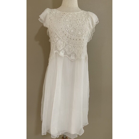 Zadig & Voltaire Women’s Dress Rhuya Deluxe Cream Lace Chiffon Crochet Small - Picture 3 of 10